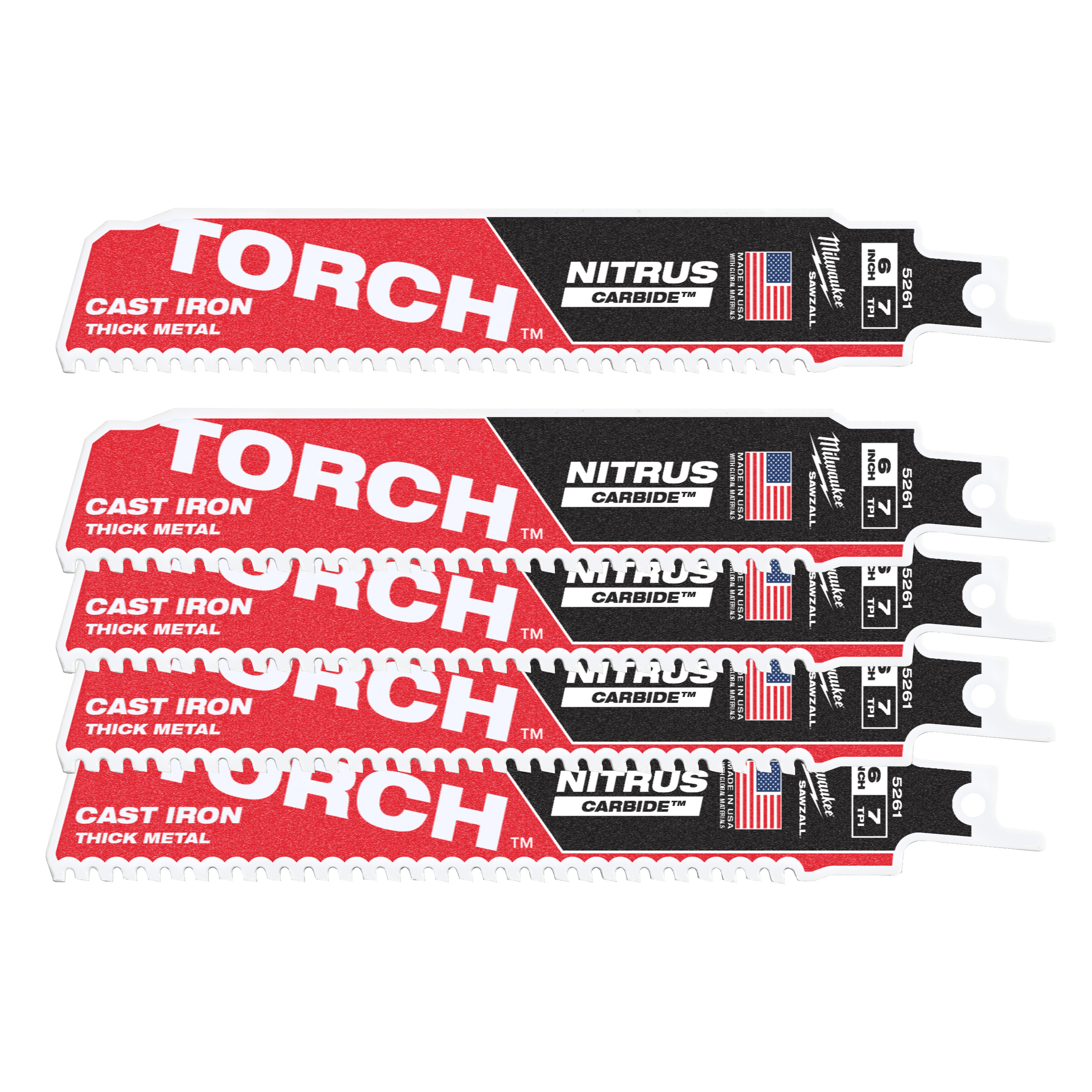 Полотно сабельное SAWZALL™ TORCH Nitrus CARBIDE 150x3.6 (5шт/уп) Milwaukee